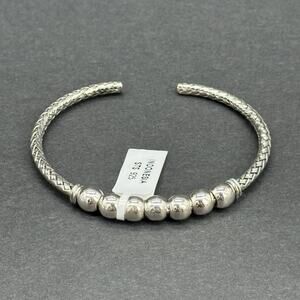 STS Heavy 16g Sterling Silver Moving Bead Cuff Bracelet Bali Woven Indonesia 925